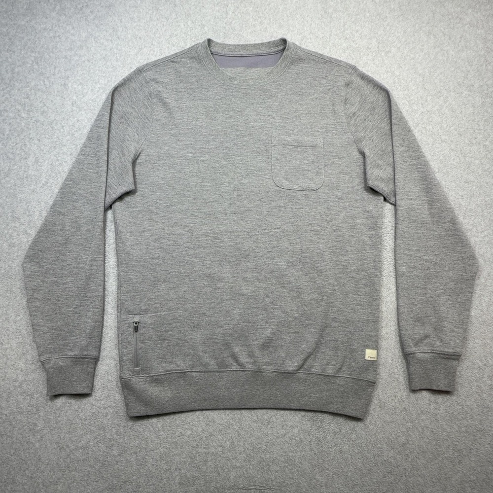 Vuori Jeffreys Pullover Sweatshirt Mens Medium Gray Thermal Crewneck Pocket V218